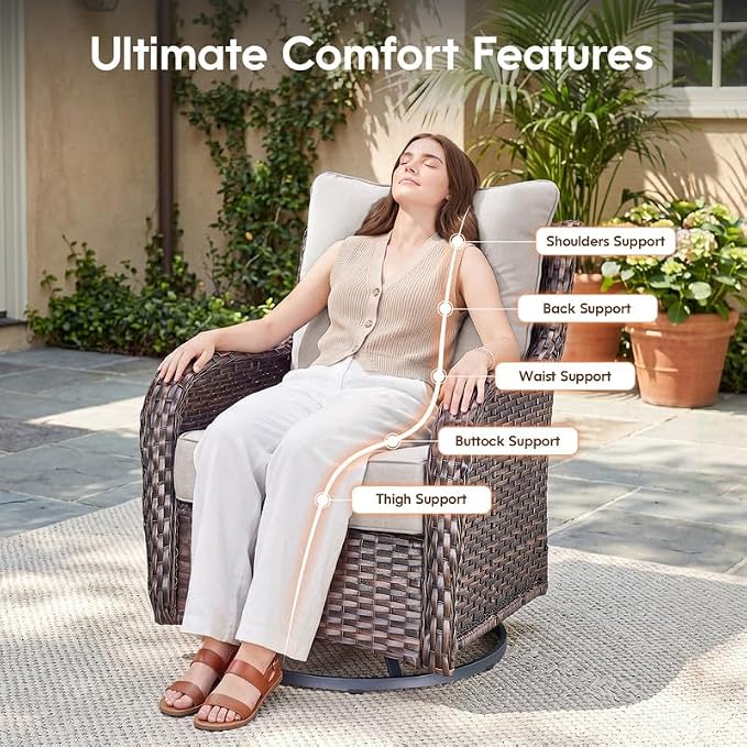 Luxury 22*24*6in Outdoor Patio Cushions, 5 Pieces Beige Outdoor Cushion | 6'' Thick Outdoor Cushions, Water-Resistant, Reversible, Removable Cover, for Patio Chairs Sofa Couch Loveseat