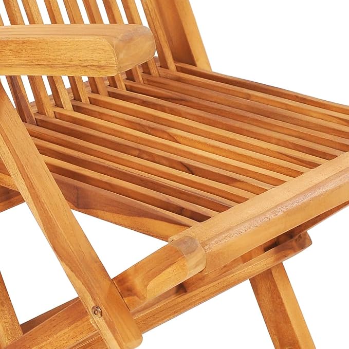 vidaXL Solid Teak Wood 7 Piece Folding Patio Dining Set Weather Proof Garden Table Chair Furniture Set Backyard Terrace Porch Poolside Home
