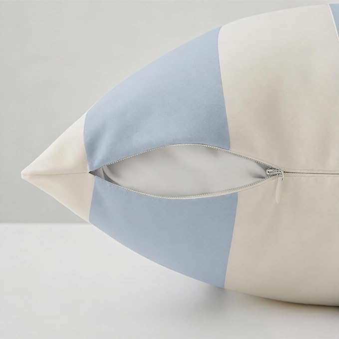 Allorry Outdoor Pillow Covers 20x20 Sky Blue Striped Outdoor Decor JB007K20 | Striped Pillow Covers|for Spring Summer Outdoor Waterproof Garden Patio Furniture Sofa Bed Home Decor