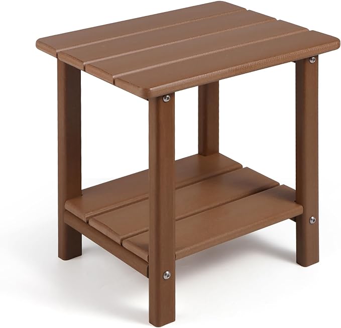 Apolimi Adirondack Outdoor Side Table, 2-Tier Sturdy Patio End Table Weather Resistant, 16.5" Solid Side Table for Patio, Pool, Porch