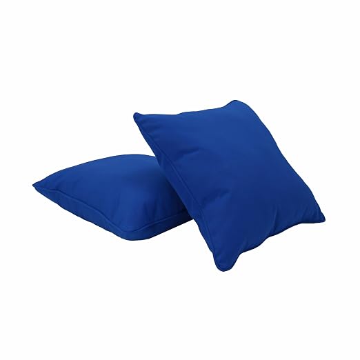Factory Direct Partners Presidio 15" x 15" Square Decorative Throw Pillow Set with Piping for Indoor/Outdoor Furniture UV, Fade, Weather-Resistant Olefin Fabric (2-Pack) - Brilliant Blue, 13809-BB