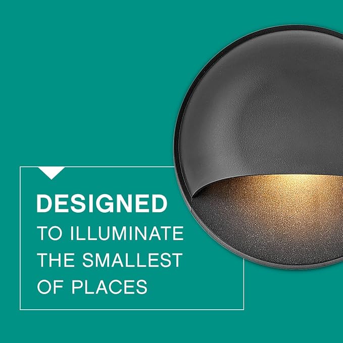 Hinkley Landscape Nuvi Round Low-Voltage Integrated LED Deck Sconce Light, Solid Vinyl Alloy, Dimmable, Mounts Flush on Surface, Safe for Wet Conditions, Black Finish | Low Voltage, Vinyl Alloy, Integrated LED, Flush Mount Surface Light, Wiring Kit, AD...