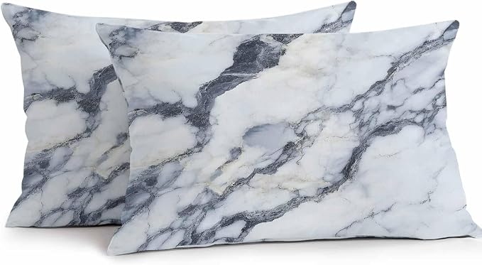 Abstract Marble Outdoor Pillow Covers 20x12 Inch Lumbar Pillow Covers Set of 2 Waterproof Decorative Throw Pillow Cases Modern Ink Painted Aesthetics Luxury Cushion Covers for Patio Furniture Garden