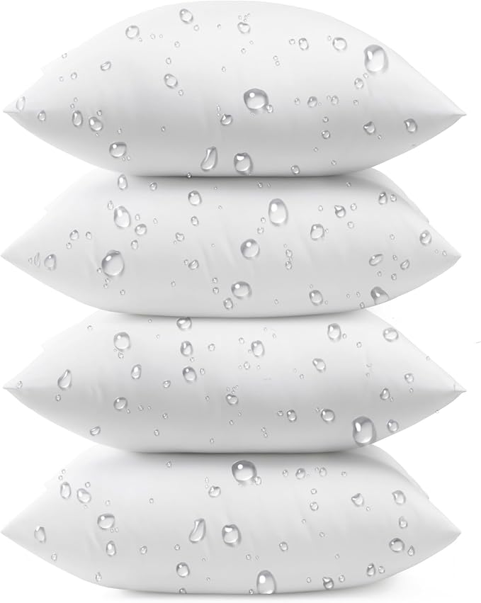 puredown® 12x20 Outdoor Pillow Inserts, Set of 4, Fluffy Soft Lumbar Pillows Filled with Plump Down Alternative Stuffer for Porch Swing Sofa Couch Cushion Patio Furniture