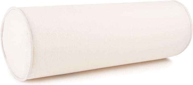 Austin Horn Classics Sunbrella Set of 2 Zippered Neck Bolster Pillow, Made with Sunbrella Fabric, Cylinder Pillows, for Couch & Bed, Decorative Round Throw Pillow, Back & Neck Support (Eggshell)