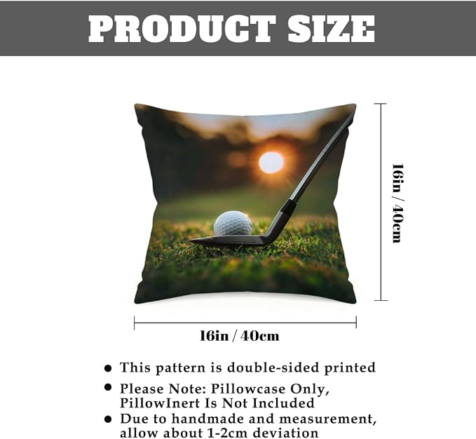 16x16 Inch Outdoor Pillow Covers Set of 2 Waterproof Throw Pillow Covers Decorative Couch Cushion Covers Sports Golf Theme Square Pillowcases Protectors for Patio Garden Sofa