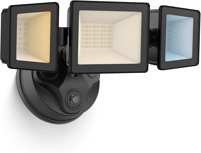 ALUSSO Dusk to Dawn Outdoor Lighting Hardwired(Not Solar), Flood Lights Outdoor 120V 40W 4000LM, 3CCT 3000K/4000K/6000K 3 Heads Security Light for Garage Yard Walkway, ETL, Dusk to Dawn Black, 1pack