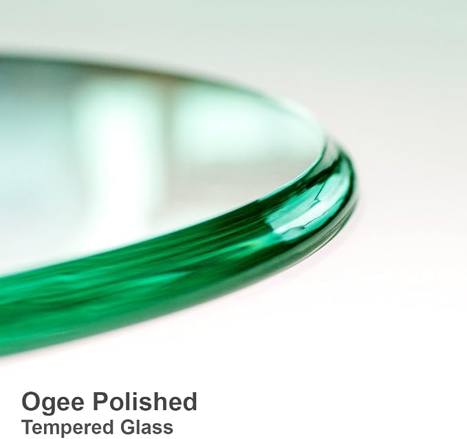 46 Inch Round Tempered Ogee Polished Edge Glass Table Top -1/2” Thick Round Glass Table Top–Heavy Duty, Dining, Coffee, and Office Tables by Fab Glass and Mirror