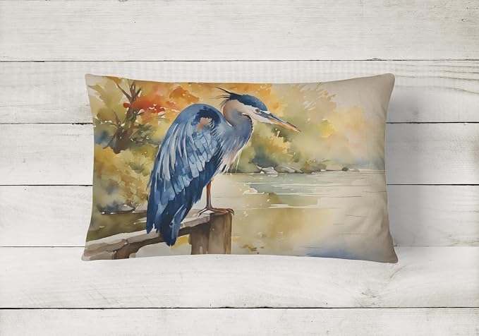 Caroline's Treasures DAC2849PW1216 Blue Heron Throw Pillow Machine Washable, Indoor Outdoor Decorative Pillow for Couch, Bed or Patio, 12HX16W