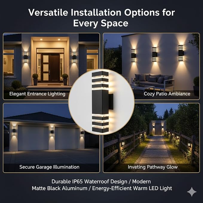 16Pack 15inch Outdoor LED Wall Lights,18W Outdoor Up&Down Wall Light Aluminum Body 4000K Day White Waterproof IP65 Outside Wall Lights 1800LM Outdoor Wall Mount Lights for Wall porch Garage Garden