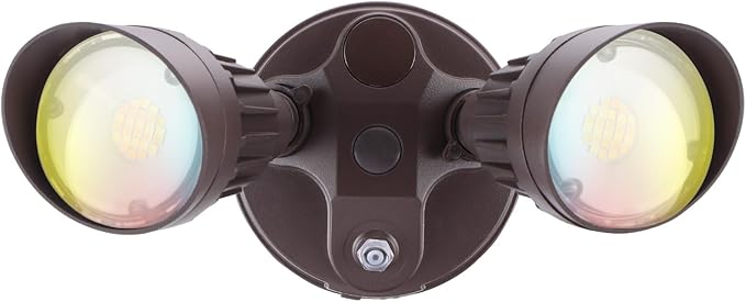LEONLITE 3CCT Dusk to Dawn LED Security Lights with Photocell, Bronze | Adjustable Dual-Head Flood Light Outdoor, 3000K/4000K/5000K Selectable, 25W(200W Equiv.), Wet Location, Aluminum, ETL Listed