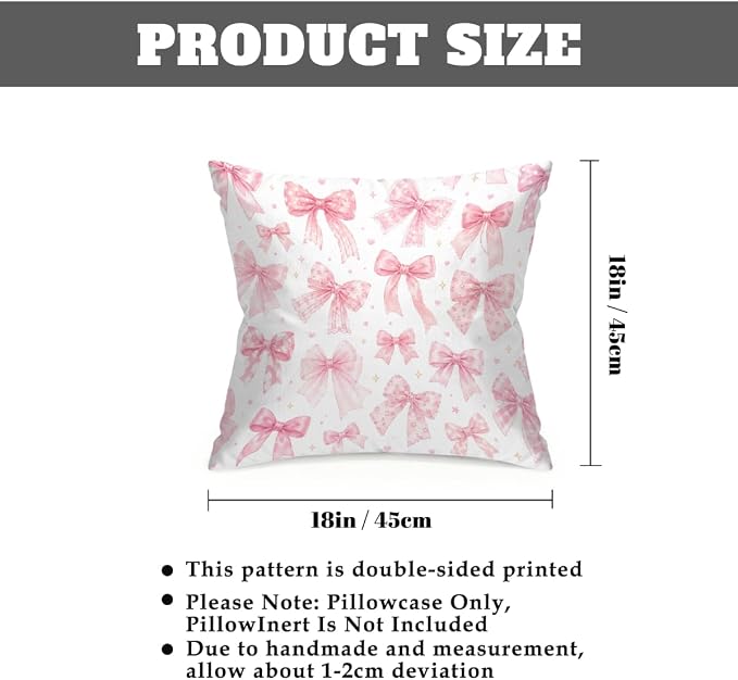 Waterproof Outdoor Pillow Covers Patio Throw Pillow Cases 18x18 Bows | Decorative Throw Pillows Patio Cushion Covers Set of 2, Outdoor Pillow Inserts Cover for Couch Chair