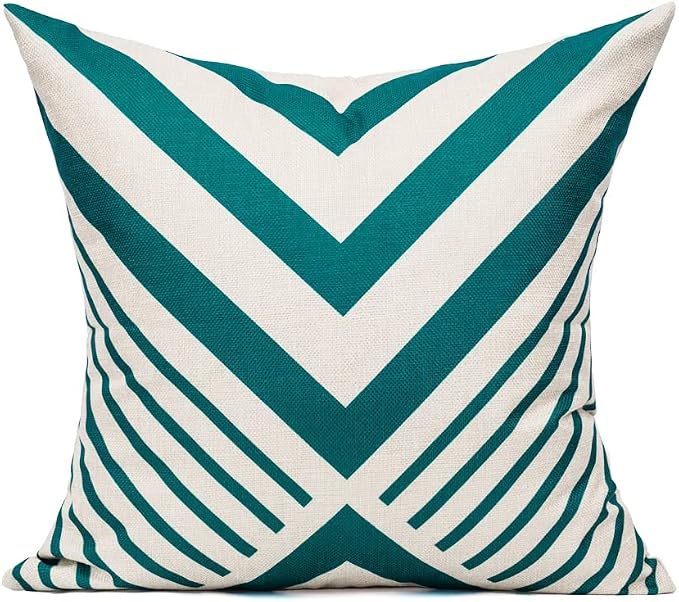 All Smiles Teal Throw Pillow Covers Case Outdoor Decorative Turquoise Cushion 20x20 Set of 4 Cotton Linen Square for Home Decor Sofa Couch Bed