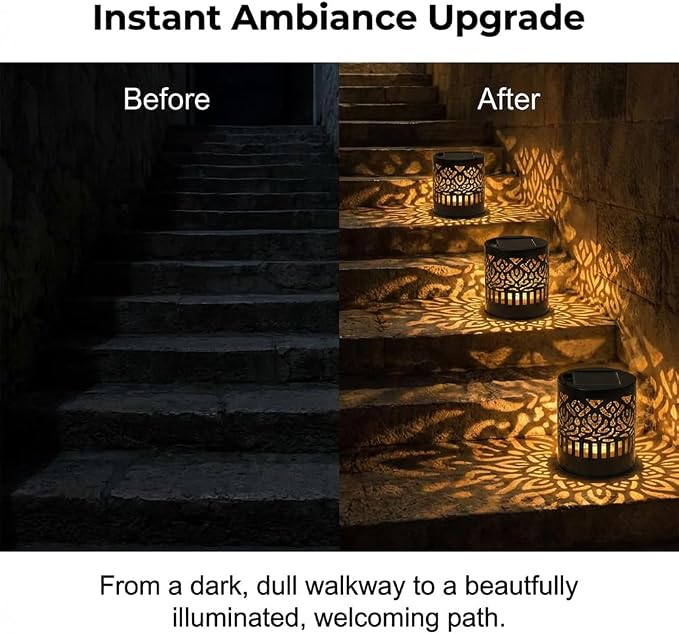 Decorative Solar Mandala Lights, Metal Solar Powered Outdoor Wall Lights Solar Powered Deck Step Stair Light, Waterproof Mandalas Fence Light for Garden Yard Backyard Post Patio Decor (2, Peony)