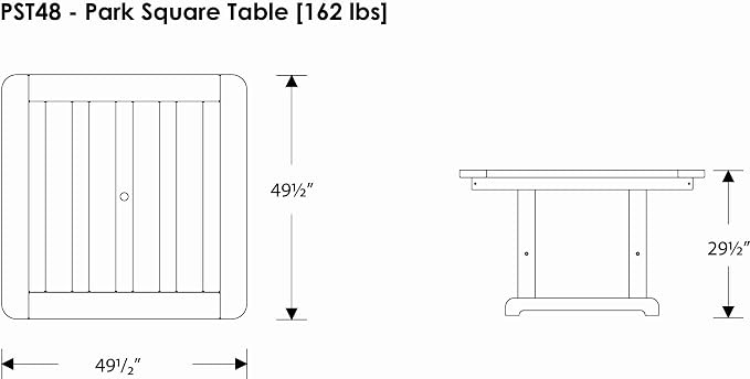 POLYWOOD PST48SA Park 48" Square Table, Sand