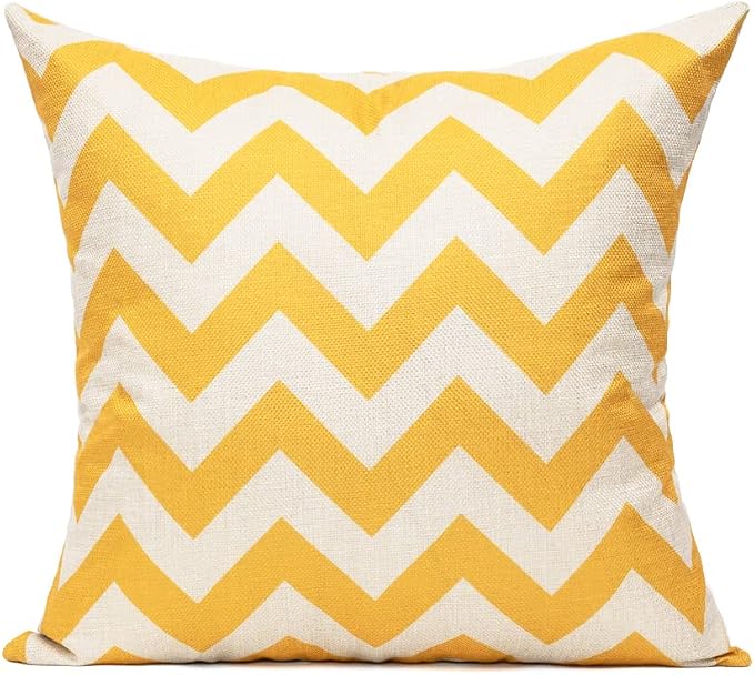 All Smiles Outdoor Waterproof Throw Pillow Covers 16X16 Set of 4,Yellow Decorative.Cushion Covers Boho Decorations Outside for Patio Furniture Porch Seat Chair Couch Sofa Living Room Geometric