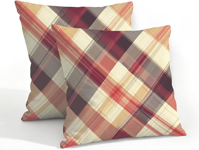 20x20 Inch Outdoor Pillow Covers Set of 2 Waterproof Throw Pillow Covers Decorative Couch Cushion Covers Buffalo Plaid Square Pillowcases Protectors for Patio Garden Sofa