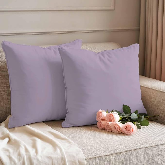 Outdoor Pillow Covers 26 x 26 Inches, Purple Solid Color Waterproof Throw Pillow Cover Set of 2, Aesthetics Contemporary Luxury Decorative Square Cushion Covers for Patio/Couch/Garden