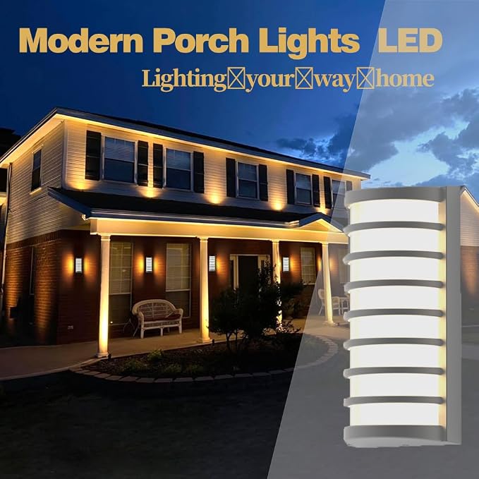 Modern Outdoor Wall Lights 2Packs, 3000k Warm White LED Exterior Light Fixtures,Wall Mounted Lamps,Matte Black Porch&Patio Light,IP65 Waterproof for Hallway Stairs Gardens(2packs)