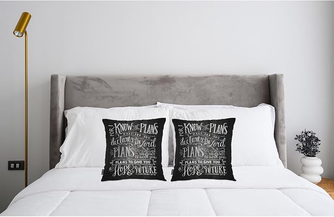 Swono Bible Verse Home Decorative Throw Pillows Covers, Holy Bible Set of 2 Pillow Case for Livingroom Bedroom, Boho Pillow Cushion Covers for Man Woman 18"X18", for I Know The Plan I Have for You