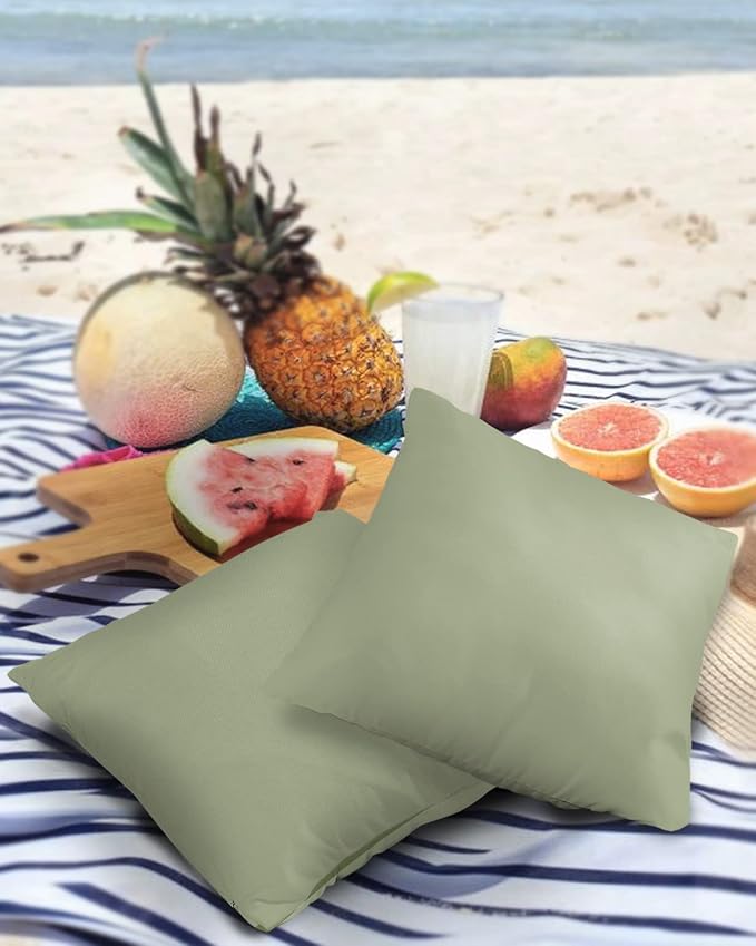 Outdoor Waterproof Pillow Covers for Patio Furniture Sage Green Decorative Throw Pillow Cover Spring Green Solid Color Pillowcases Set of 2 Cushion Case for Sofa Couch Chair Home Decor 18x18 inch