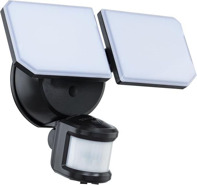 Guardian Flood and Security Wall Light with 2 Lights 2,250 Lumens 20 Watts and Programmable Motion and Photo Sensor in Black