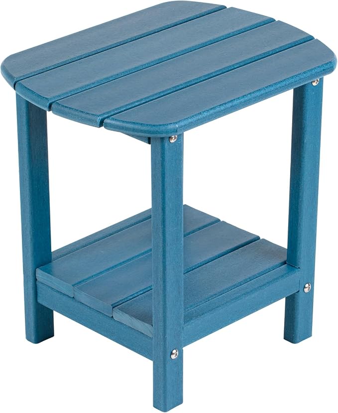 nalone Adirondack Side Table 16.5" Outdoor Side Table HDPE Plastic Double Adirondack End Table Small Table for Patio(Navy Blue)