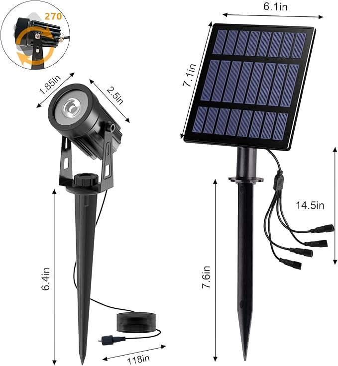 T-SUN Color Changing Solar Spotlights Outdoor, 4-in-1 Solar Landscape Spotlights, IP65 Waterproof RGB Spot Lights for Tree, Garden, Yard, Driveway, Pool Area(RGB)