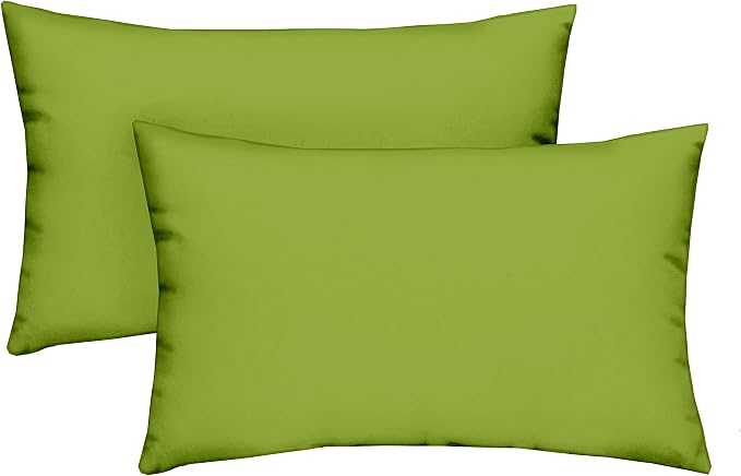 RSH DECOR: Lumbar Throw Pillows Set of 2 | 20” x 12" | All-Weather Spun Fabric | Water and Fade-Resistant | Outdoor Support Pillows for Patio Furniture | Kiwi Green