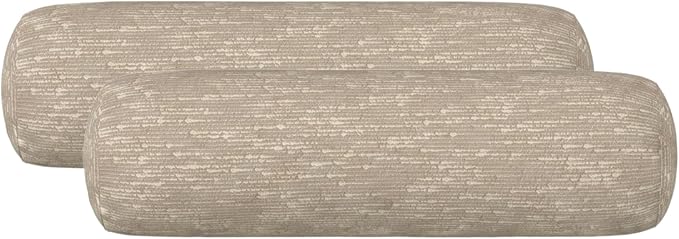 RSH DECOR: Sunbrella Neck Roll Pillows Set of 2 | 20” x 6” | Outdoor Bolster for Patio, Deck, Porch, or Poolside Furniture | Water & Fade-Resistant | Made in USA (Soft Cloud Chenille Burlap)