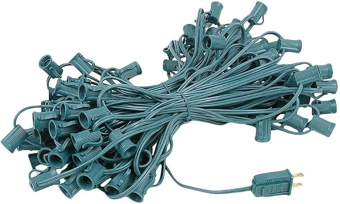 Novelty Lights 100 Foot C7 Outdoor Christmas String Lights, Green Wire