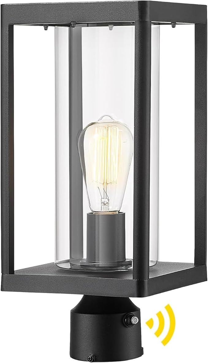 Beionxii Dusk to Dawn Outdoor Post Light,Waterproof Lamp Post Light Fixture | Anti-Rust Aluminum Lamp Posts Outdoor Lighting with Clear Glass for Coastal Pillars,Garden,Patio,Hardwired 120V,A291P-1PK/S-N