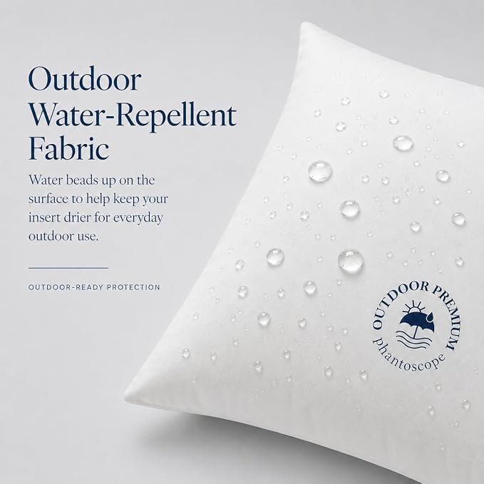 Phantoscope 18x18 Outdoor Pillow Inserts - Pack of 4 Waterproof Outdoor Throw Pillows with Webbing, Square Couch Cushion Sham Stuffer for Patio and Porch Furniture