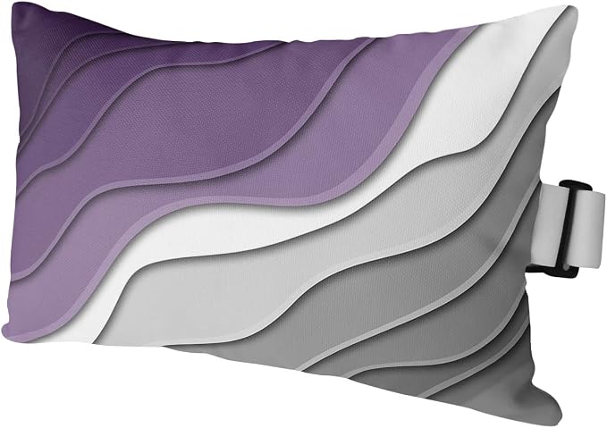 Geometric Ombre Lounge Pillows Outdoor, Aesthetic Purple Grey White Gradient Abstract Head Pillows, Modern Waterproof Patio Furniture Lumbar Pillows with Adjustable Elastic Strap for Recliner Beach