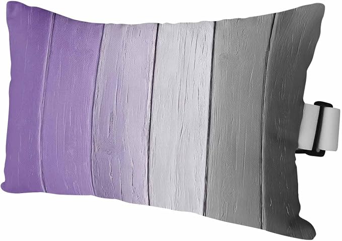 Purple Gray Ombre Outdoor Pillows for Chaise Lounge Chair Waterproof Lumbar Pillows with Insert&Strap Beach Headrest Pillow Vintage Country Wooden Recliner Neck Pillow for Patio Pool 12"x20"