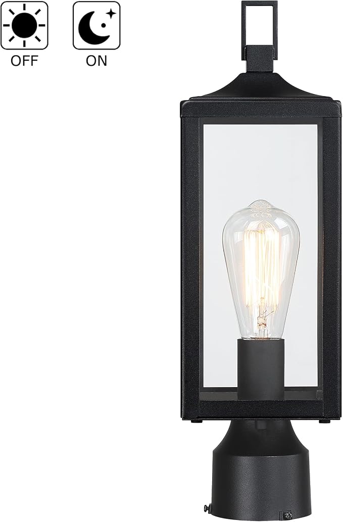 17 Inch Outdoor Lamp Post Light Dusk to Dawn Outside Lamp Posts Outdoor Lighting Exterior Gate Post Lights Photocell Pillar Lantern