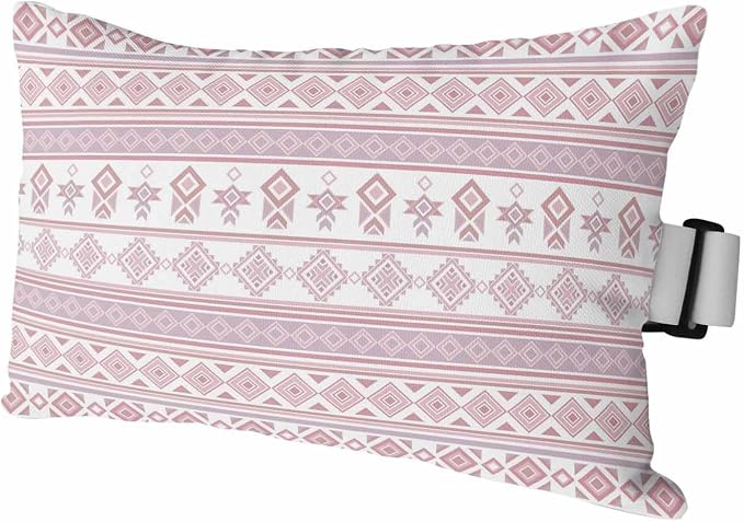 Outdoor Lumbar Pillow Set of 1, Pink Boho Striped Waterproof Beach Headrest Pillow with Inserts, Southwestern Ethnic Tribe Vintage Recliner Throw Pillows for Patio Furniture, 11 x 16