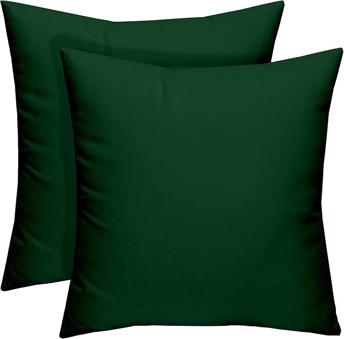 RSH DECOR Square Throw Pillows Set of 2, 17" x 17", Outdoor Pillows Waterproof, Patio Furniture Pillow, Decorative Outdoor Throw Pillow, Spun Polyester, Hunter Green, Made in USA