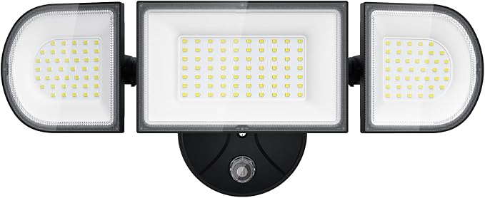 13000LM LED Flood Light Outdoor, Dusk to Dawn Security Light with Photocell, 130W Super Bright Hardwired Floodlight, 3 Adjustable Heads, IP65 Waterproof for Garage, Yard, Driveway, 6500K Daylight
