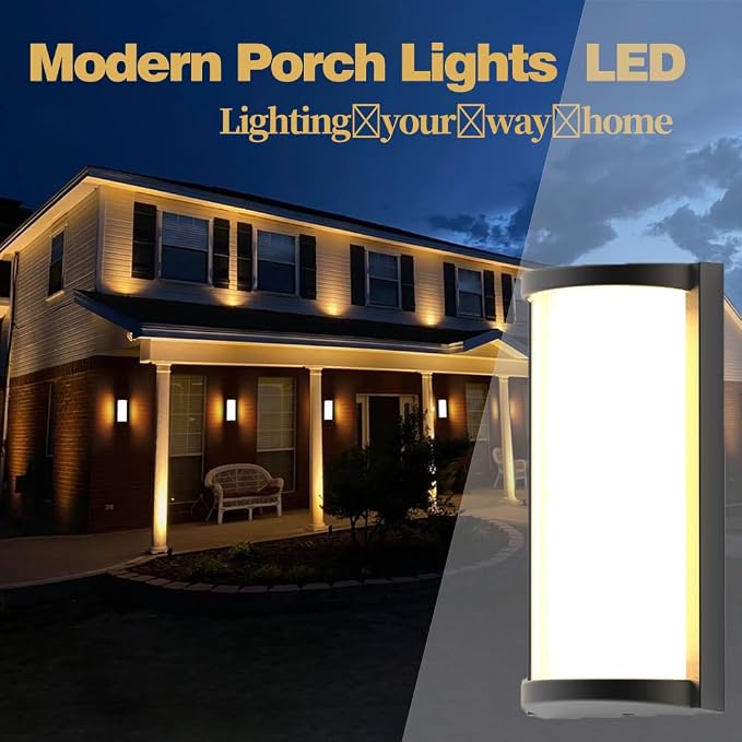 Modern 3000K LED 18W Aluminum Semicircle Outdoor Wall Sconce Exterior Light Outside Light Fixture, Black with Warm White, IP65 Waterproof Wall Lights for House Patio Porch Garage(3000k)