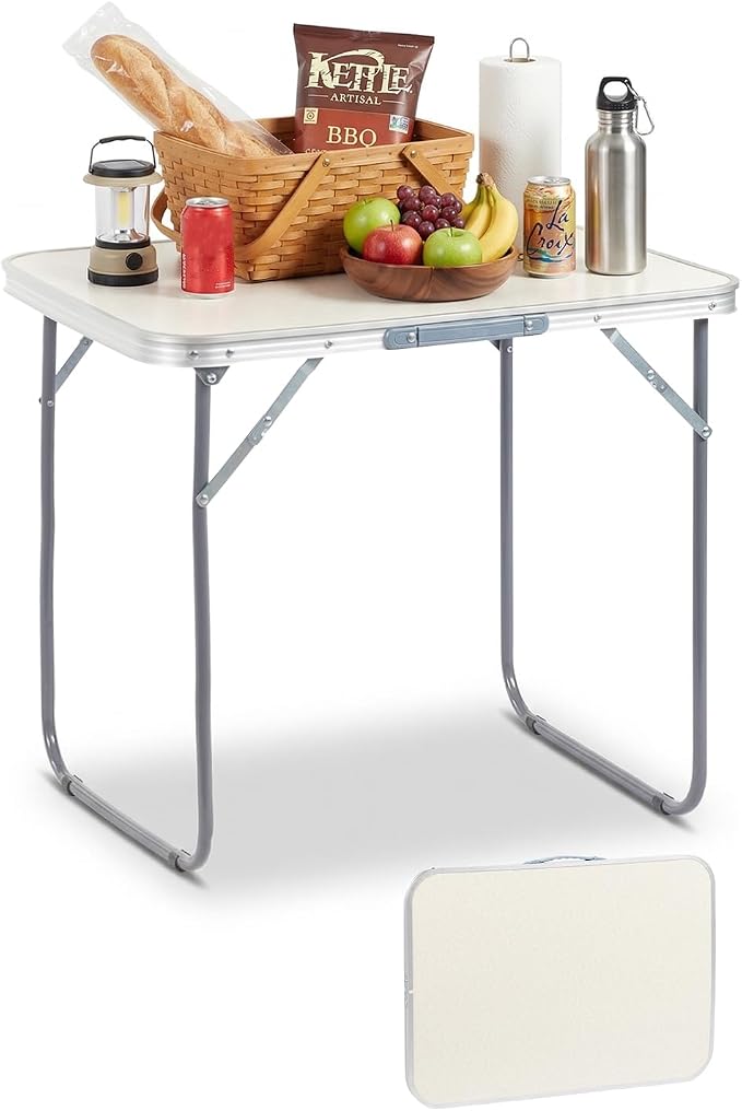 Outvita 2.3ft Portable Folding Camping Table, Outdoor Waterproof Picnic Table, Aluminum Lightweight Suitcase Foldable Table for Picnic BBQ Beach Dining