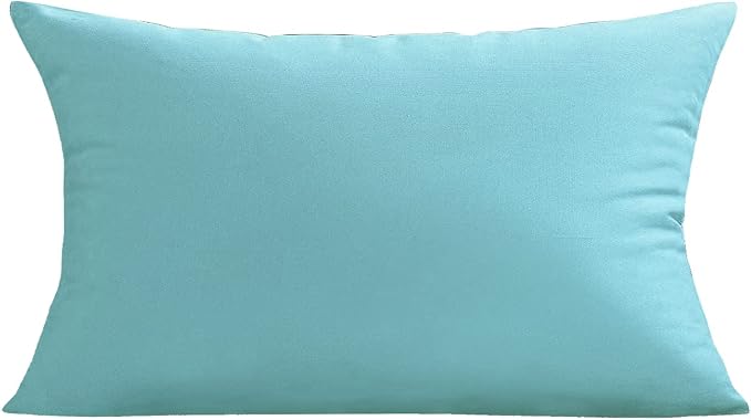 VAKADO Aqua 12x20 Outdoor Waterproof Throw Pillow Covers Set of 2 Decorative Turquoise Outside Patio Furniture Cushion Cases Decor for Garden Bench Porch Couch Tent