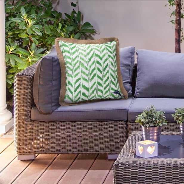 Tommy Bahama 18" x 18" Indoor/Outdoor Pillows, Pack of 2, Chevron Green | Water-Resistant, Fade-Resistant Cushions with Inserts, Reversible Covers For Patio, Poolside And Garden Seating