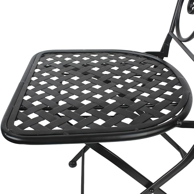 Folding Patio Chairs Set of 2 Mosaic Bistro Chair Outdoor Seating | Garden Patio Furniture Seating Heavy Duty Metal Frame Dining Chairs for Lawn Yard Balcony Porch Backyard Poolside