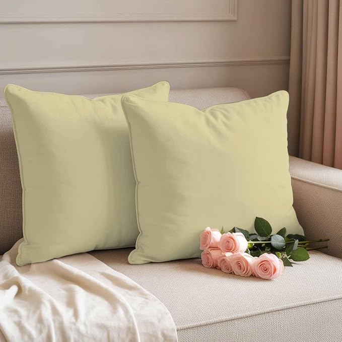 Outdoor Pillow Covers 20 x 20 Inches, Yellow Solid Color Waterproof Throw Pillow Cover Set of 2, Aesthetics Contemporary Luxury Decorative Square Cushion Covers for Patio/Couch/Garden