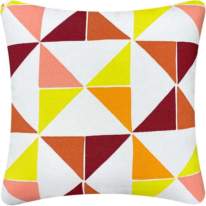 Outdoor Waterproof Decorative Throw Pillow Cover for Patio Furniture, 18x18 Inch Fade Resistant Patio Garden Cushion Cover for Couch Bed Sofa, Triangular Multi