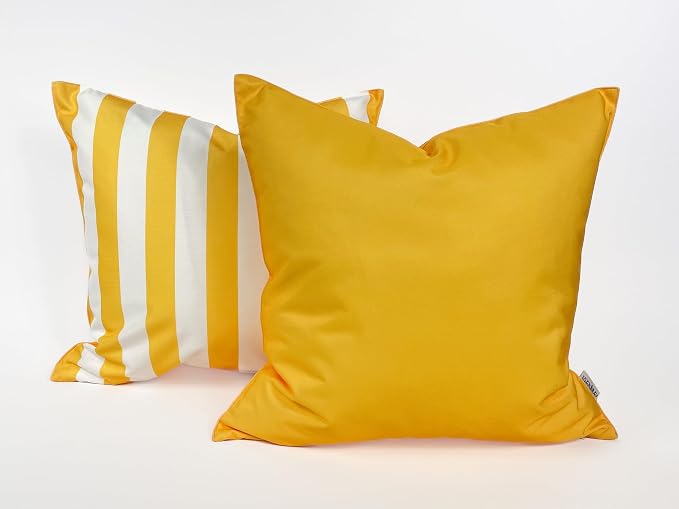 Pack of 2 Outdoor 20''x20'' Waterproof Yellow Throw Pillow Covers Decorative Square Patio Pillows for Patio Furniture (Samoan Sun)
