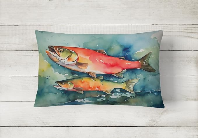 Caroline's Treasures DAC2818PW1216 Salmon Throw Pillow Machine Washable, Indoor Outdoor Decorative Pillow for Couch, Bed or Patio, 12HX16W