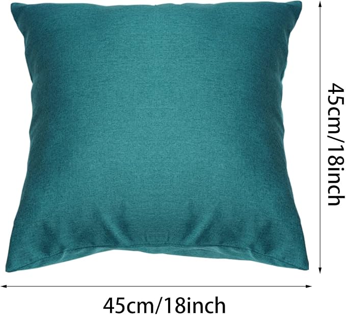 Pack of 4 Decorative Outdoor Waterproof Throw Pillow Covers ONLY Square Garden Cushion Cases for Patio, Couch, Tent and Sofa, 18 x 18 Inches, (Yellow, Light Green, Orange, Blue-Green)