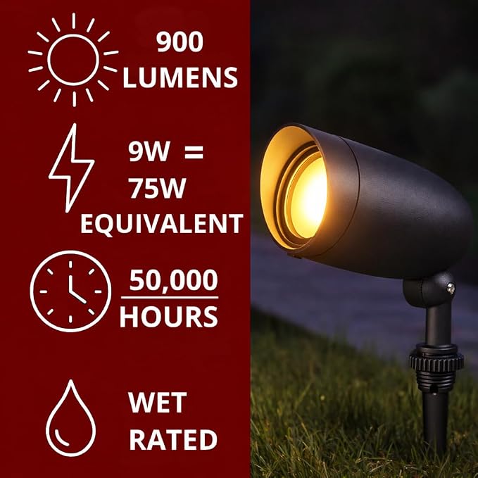 Nuvo Lighting 62/1203 LED Landscape Flood Fixture, Dark Gray, 9W, 120V, 3000 Kelvin Temp, 900 Lumens Output, 50000 Average Rated Hours, Circular LED Module Bulb, Rugged Construction 6.25 in